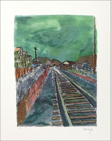 Lot #783 Bob Dylan: No blood on these Train Tracks: DYLAN signs a limited edition print - Image 1