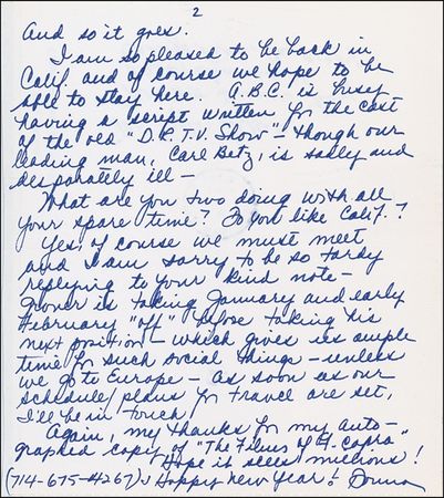 Lot #1196 Donna Reed Handwritten Letter Signed - Image 1