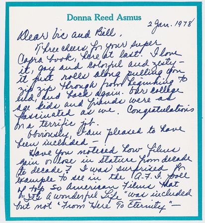 Lot #1196 Donna Reed Handwritten Letter Signed - Image 2