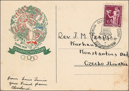 Lot #1611 Jesse Owens: Owens signs during the 1936 Olympics - Image 2