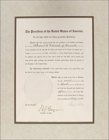 Lot #240 Woodrow Wilson Signed Document - Image 1