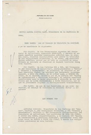 Lot #267 Fidel Castro Signed Document - Image 1