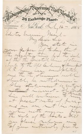 Lot #471 Ambrose E. Burnside Signed Letter - Image 1