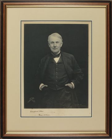Lot #301 Thomas Edison: MAN OF A THOUSAND INVENTIONS: Outstanding large photo signed by THOMAS EDISON - Image 1