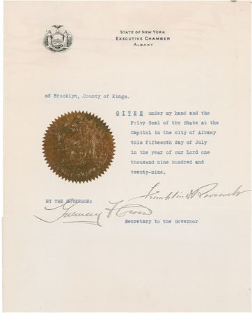 Lot #202 Franklin D. Roosevelt: Ordering an inquiry into banking fraud months before the stock market crash - Image 1