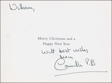 Lot #400 Camilla Parker Bowles Christmas Card - Image 1