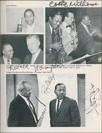 Lot #818 Jazz Encyclopedia: CATS AND JAMMERS: Classic jazz reference signed by more than 200 greats, including ARMSTRONG, COLTRANE, DAVIS, ELLINGTON, MONK, and WATERS - Image 4