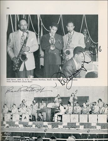 Lot #818 Jazz Encyclopedia: CATS AND JAMMERS: Classic jazz reference signed by more than 200 greats, including ARMSTRONG, COLTRANE, DAVIS, ELLINGTON, MONK, and WATERS - Image 6
