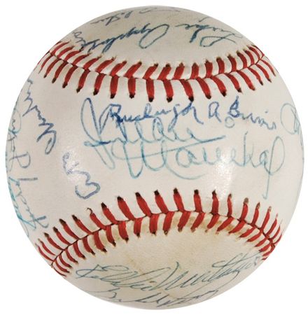 Lot #1365 Baseball: Hall of Famers Baseball - Image 1