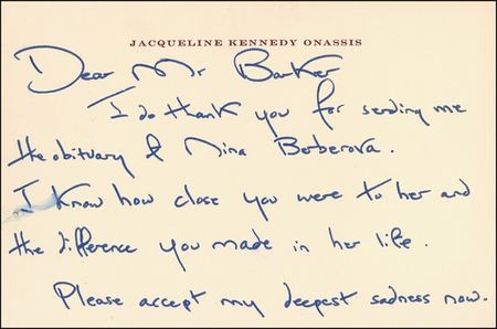 Lot #140 Jacqueline Kennedy Handwritten Letter Signed - Image 1