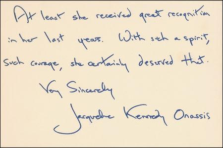 Lot #140 Jacqueline Kennedy Handwritten Letter Signed - Image 2