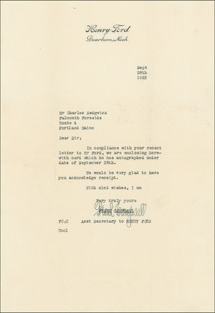 Lot #315 Henry Ford Signature - Image 1