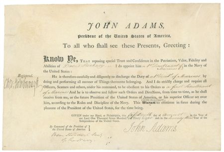 Lot #1 John Adams: AMERICA AT SEA: ADAMS signs a