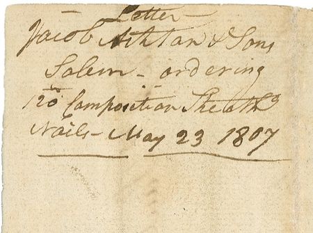 Lot #411 Paul Revere: MAN OF METAL: REVERE dockets a letter ordering nails from his prosperous Boston foundry - Image 2