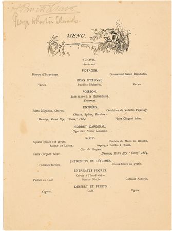 Lot #600 Samuel L. Clemens Menu - Image 2