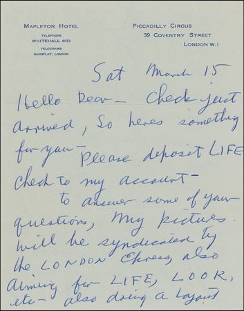 Lot #667 Weegee Handwritten Letter Signed - Image 1