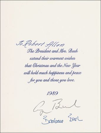Lot #19 George and Barbara Bush Christmas Card - Image 1