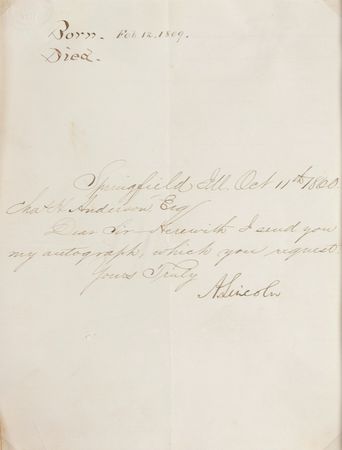 Lot #148 Abraham Lincoln: ?I SEND YOU MY AUTOGRAPH?: Republican presidential nominee LINCOLN signs a letter penned in the hand of ELMER ELLSWORTH, the first Northern casualty of the Civil War - Image 2