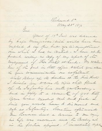 Lot #514 George Pickett vividly recalls the disastrous Confederate defeat at Five Forks in a letter to General Fitzhugh Lee - Image 1