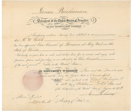 Lot #12 James Buchanan Signed Document