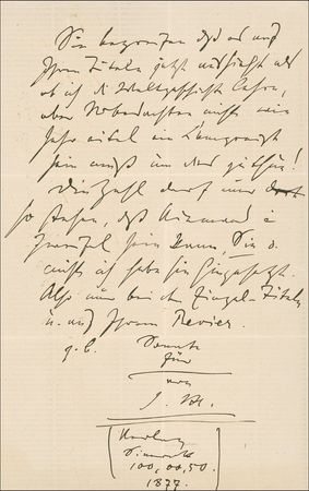 Lot #753 Johannes Brahms: “COMING ACROSS AS A VAIN AND CONCEITED COMPOSER”: BRAHMS complains to his publisher about the dating of his works - Image 2