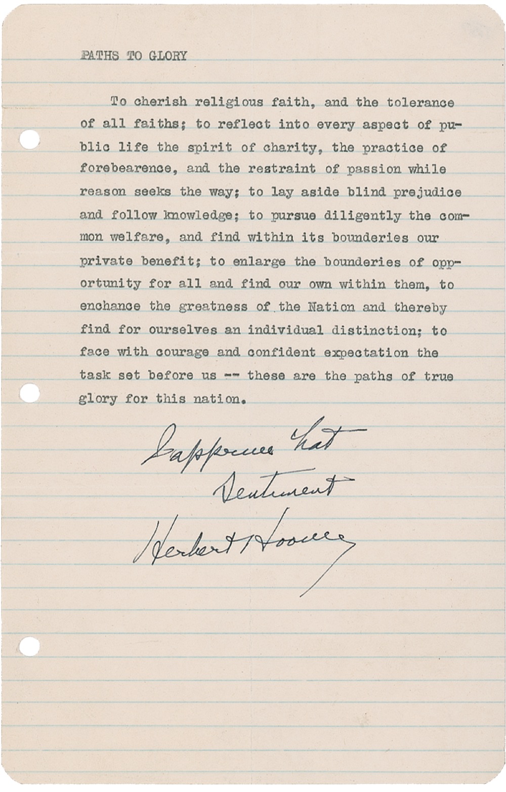 Lot 97 Herbert Hoover: Signing his own ?Gettysburg Address?