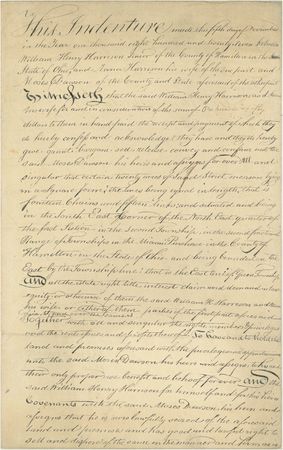Lot #85 William Henry and Anna Harrison: Scarce indenture signed by William Henry and Anna Harrison - Image 2