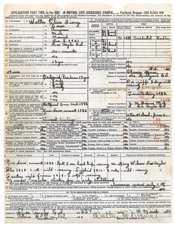 Lot #664 Walt Disney: MOTION PICTURE OF HEALTH: DISNEY signs his 1940 life insurance application - Image 1