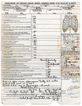 Lot #664 Walt Disney: MOTION PICTURE OF HEALTH: DISNEY signs his 1940 life insurance application - Image 2