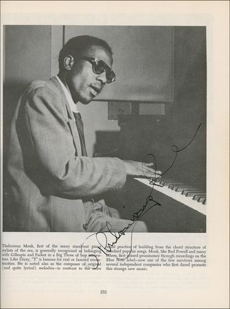 Lot #766 Jazz Greats Pictorial History: HOT TICKET: Classic jazz reference signed by more than 50, including MONK, BAKER, ARMSTRONG, HINES, and ELLINGTON - Image 4