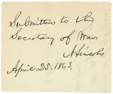 Lot #127 Abraham Lincoln: Twice-signed 1863 LINCOLN document - Image 1