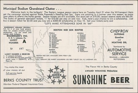 Lot #1342 Tony Conigliaro Program - Image 1