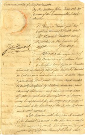 Lot #315 John Hancock: BIG DIG: HANCOCK authorizes an early Massachusetts drainage project - Image 1