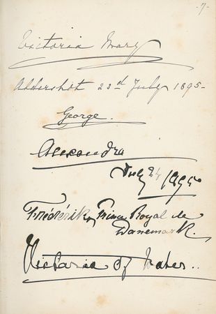 Lot #384 Royalty Guest Book: CROWNED HEADS: Handsome 19th-century album signed by more than 50 notables, including VICTORIA, the future EDWARD VII, and NICHOLAS and ALEXANDRA - Image 2