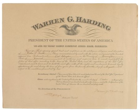 Lot #82 Warren G. Harding Signed Document - Image 1