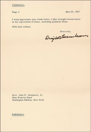 Lot #50 Dwight D. Eisenhower: Ike discusses the upcoming 1968 presidential election, his views on 'Conservatism