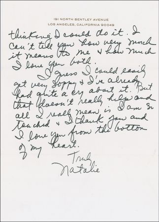 Lot #1188 Natalie Wood: ?HOW BLOODY SAD & UNHAPPY I AM?: WOOD writes to Ruth Gordon with regrets for not being able to appear in a play - Image 1
