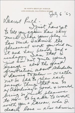 Lot #1188 Natalie Wood: ?HOW BLOODY SAD & UNHAPPY I AM?: WOOD writes to Ruth Gordon with regrets for not being able to appear in a play - Image 3