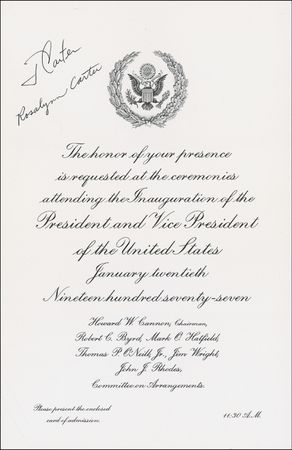 Lot #27 Jimmy and Rosalynn Carter Inaugural
