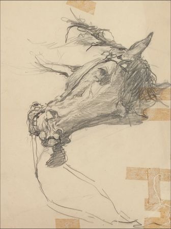 Lot #657 N. C. Wyeth: MANE LINES: Original N. C. WYETH drawing of a horse made to assist fellow illustrator FRANK E. SCHOONOVER - Image 2