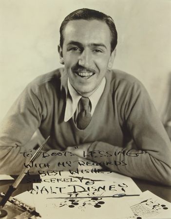 Lot #666 Walt Disney: OF MICE AND MAN: DISNEY inscribes an early photo - Image 2