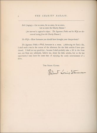 Lot #646 Robert Louis Stevenson: Scarce youthful skit, ?The Charity Bazaar,? signed by Stevenson - Image 1