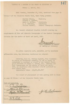 Lot #285 Thomas Edison Signed Document - Image 1