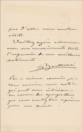 Lot #536 Frédéric-Auguste Bartholdi Handwritten Letter Signed - Image 2