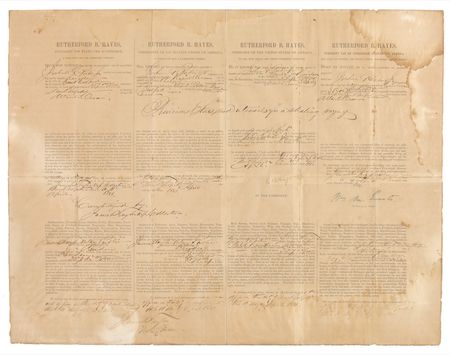 Lot #89 Rutherford B. Hayes: Signing a ship’s papers for a whaling voyage - Image 1