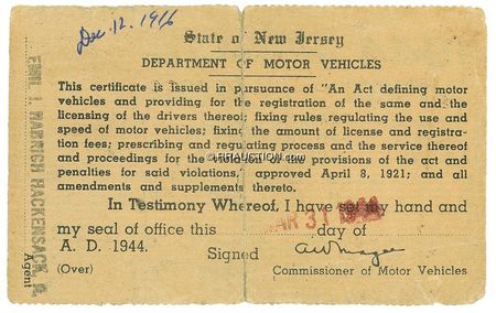 Lot #829 Frank Sinatra: UNDER HIS (SNAKE) SKIN: FRANK SINATRA?s 1944 driver?s license and handsome custom wallet - Image 2