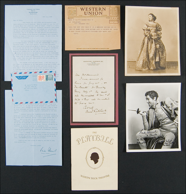 Lot 1191 Basil Rathbone and Friends: Instead of the Montagues against the Capulets, it’s Rathbone against Aherne: “At 42 he was too old for Romeo, but it must be remembered that Miss Cornell was at least that age!”