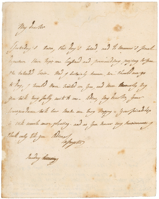 Lot 322 Marquis de Lafayette: Writing in his adopted language