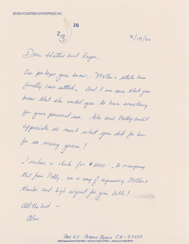 Lot 533 Alan Shepard: To his childhood housekeeper