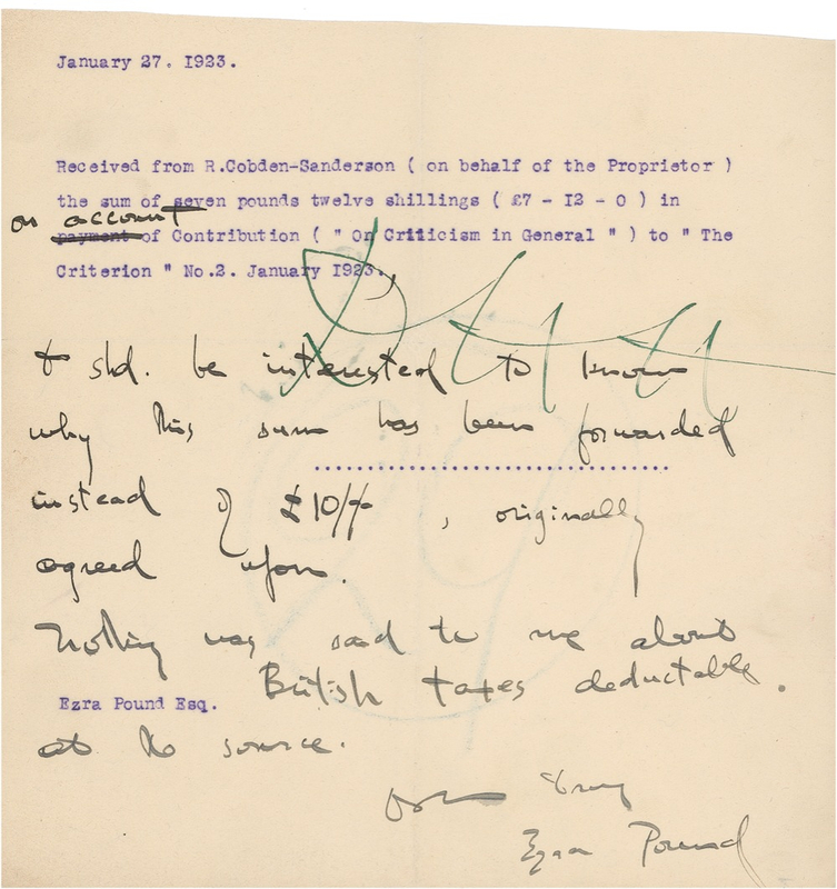 Lot 622 Ezra Pound Handwritten Letter Signed
